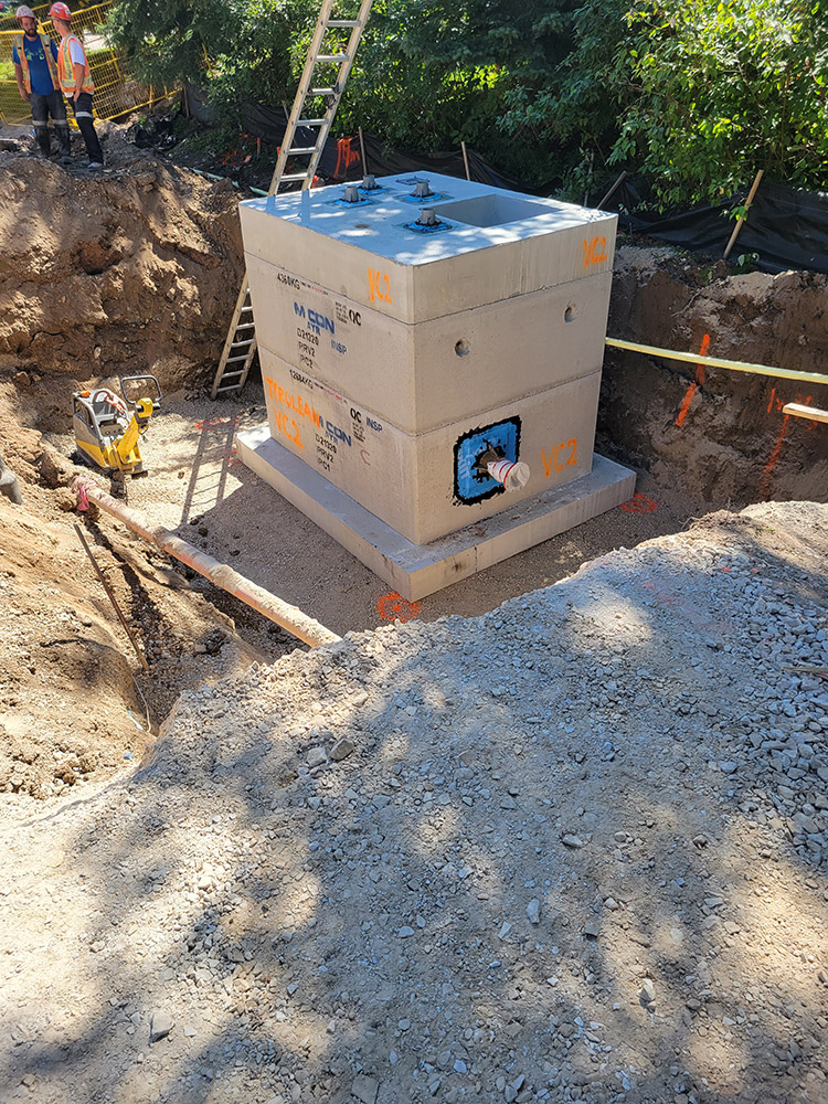 During Tyrolean Lane PRV Chamber Installation